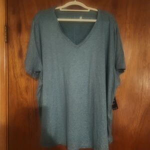 IDEOLOGY WOMENS PLUS SIZE  Green Speckled Activewear Super Stretchy Vneck Top!